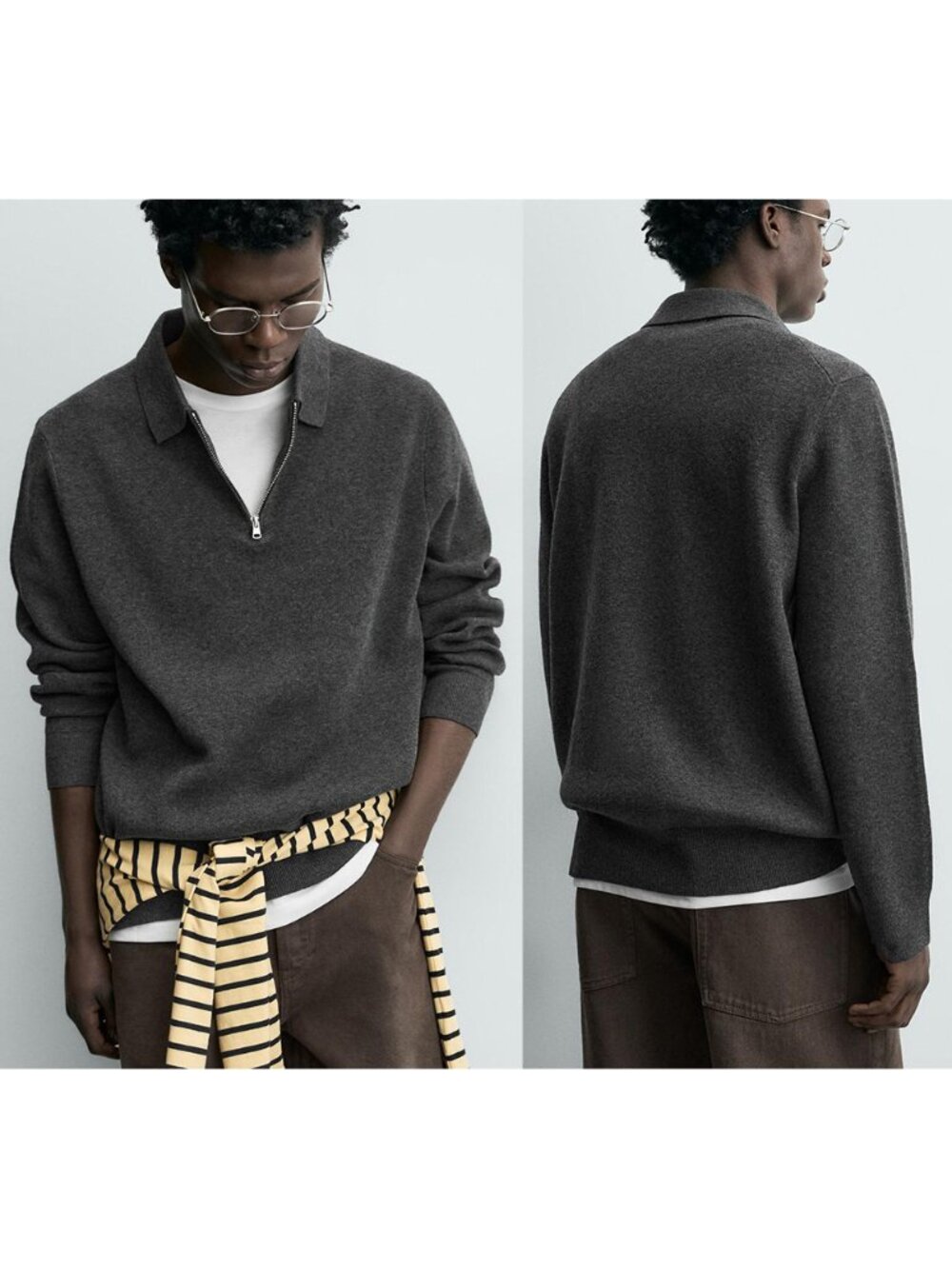 NEW ZARA knit zip polo shirt 9598 size M
